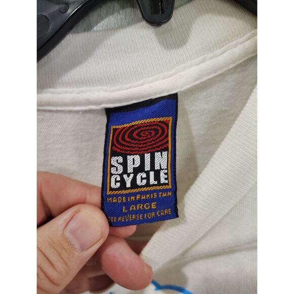 Vintage Spin Cycle Wishin I Was Fishin T-Shirt Size L Graphic T-Shirt Men's - Picture 5 of 8